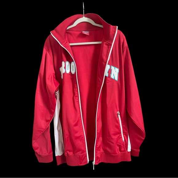 Brooklyn Express Red Track Jacket XL Full Zip Fleece Lined Y2K Retro Streetwear - Picture 3 of 6